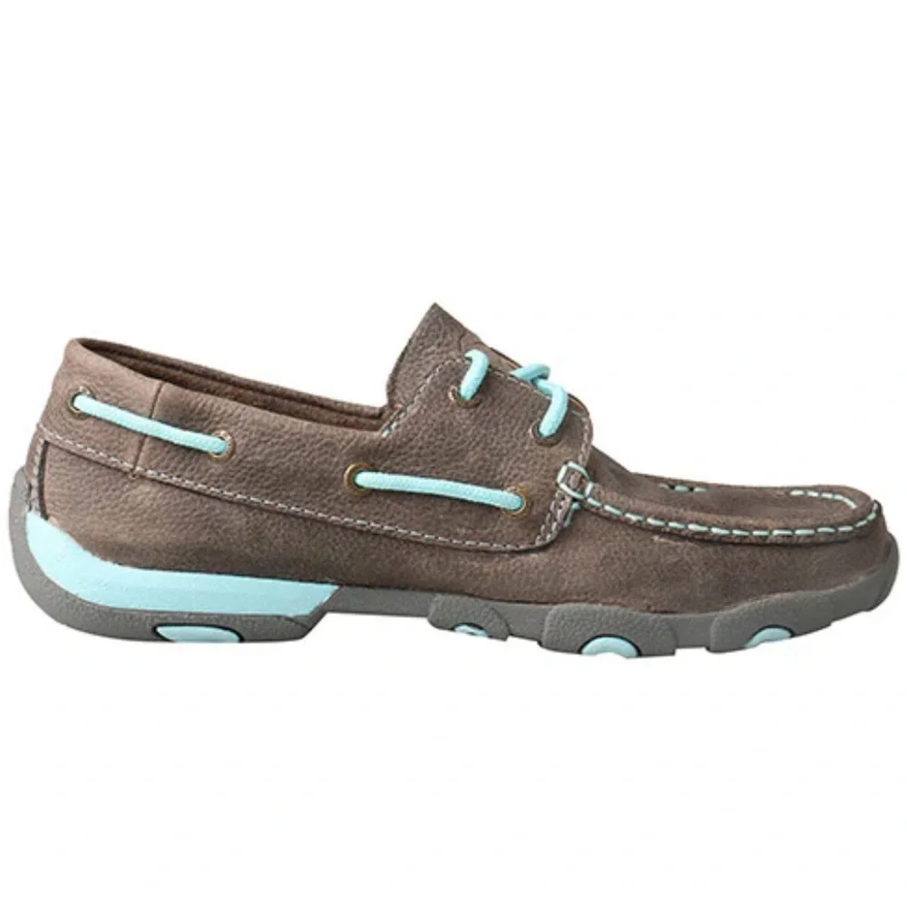 NWT- Women’s Twisted X Driving Moc/ Boat Shoe - Grey/Light Blue-WDM0098-Size 8.5 - Picture 4 of 7